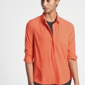 Athleta Urbanite Button Down Shirt Coral Pink